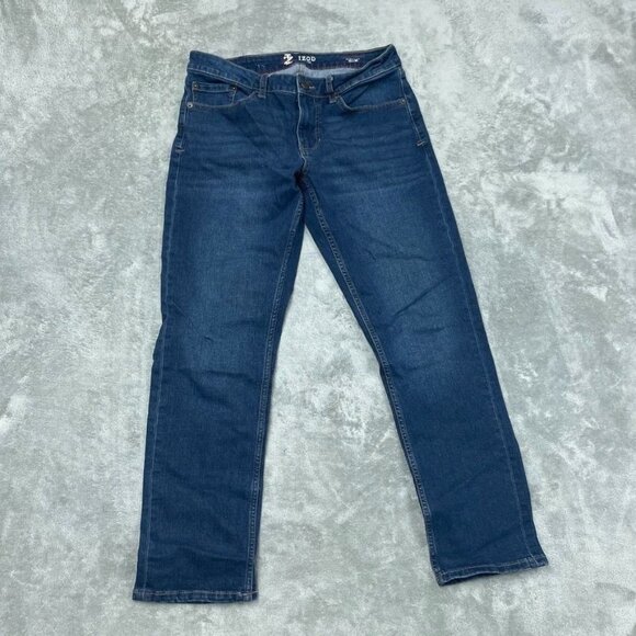Izod Saltwater Comfort Stretch Straight Fit Jeans 32x30 Blue Denim a1447 - Picture 1 of 6